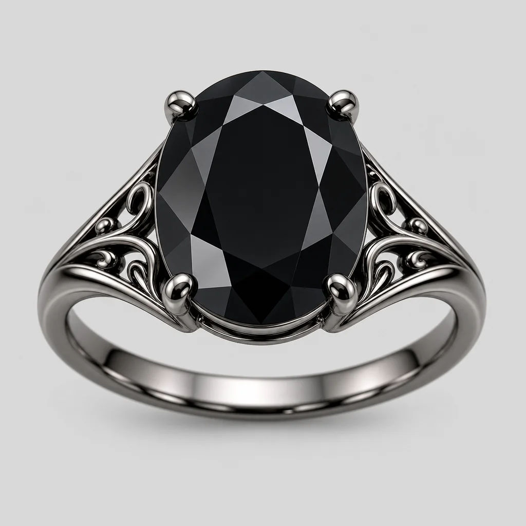 Midnight Bloom Silver Ring
